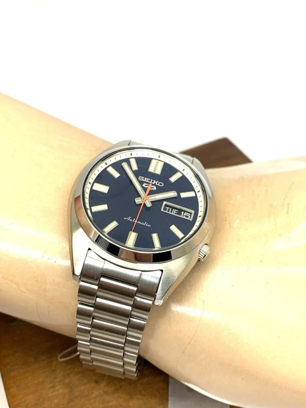 Seiko 5 Sports Men's Watch SRPK87 Automatic Blue Dial Day Date Silver Steel 37mm